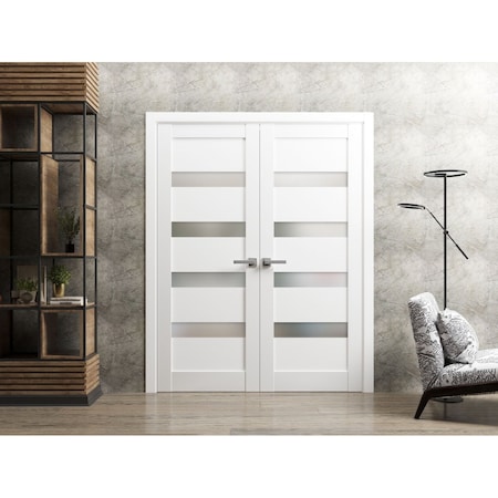 Sartodoors Double French Interior Door, 36" x 80", White QUADRO4113DD-WS-36