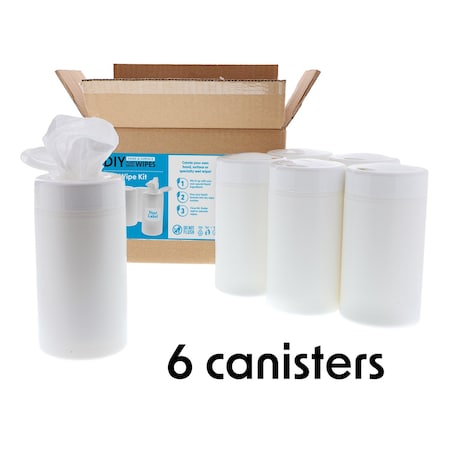 Awow Professional DIY Plant-Based Dry Wipes Starter Kit, 6 Canisters & 6 Rolls of 50 Dry Wipes, 300 Wipes AP71924DY