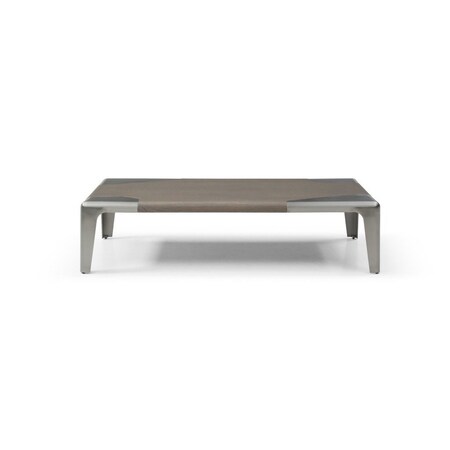Homeroots 57" Light Gray and Silver Wood and Stainless Steel Coffee Table 714603