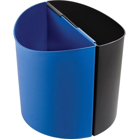 Safco Half-Round Recycling Receptacle, Black/Blue, Plastic, 13" Dia 9927BB