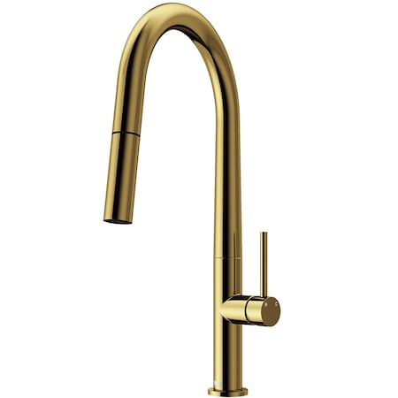 Vigo Greenwich 18inH Single-Handle Pull-Down Sprayer Kitchen Faucet in Matte Brushed Gold VG02029MG