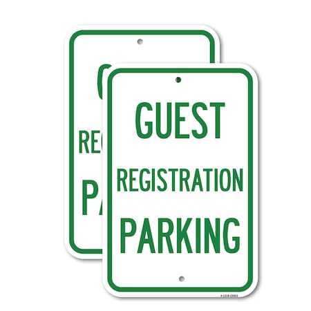 Signmission Guest Registration Parking, 12'' X 18'' 2 Signs, Heavy Gauge Aluminum, 2PK A-1218-2PACK-23923