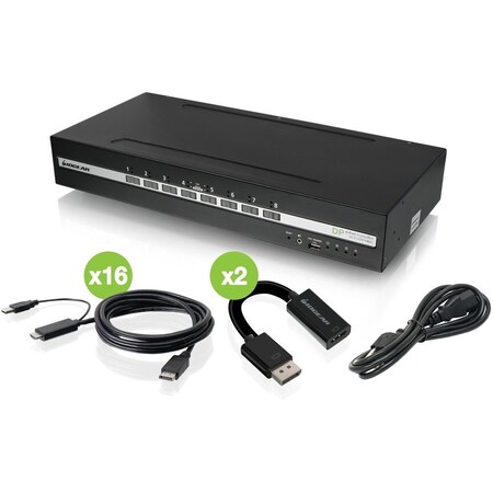 Iogear UNIVERSAL 8-PORT DUAL VIEW DISPLAYPORT/HDMI SECURE KVM SWITCH KIT W/AUDIO, CAC, GCS1428TAA4C-UN