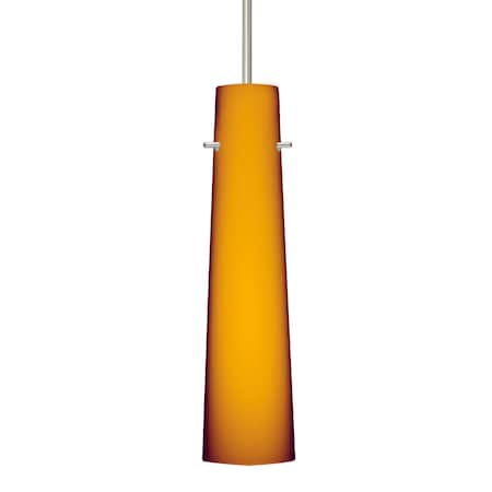 Besa Lighting Camino Cord Pendant, Amber Matte, Satin Nickel Finish, 1x5W LED 1BT-567480-LED-SN