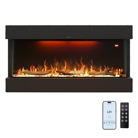 Edendirect 60 in. 5120BTU Wall Mount Electric Fireplace, 750W/1500W, Heat 400 sq. ft, Blower Heat, Remote ZR-TS60ZS-BOX
