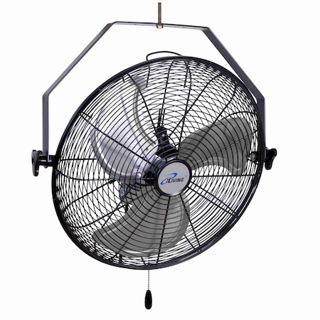Iliving 18 Inch Wall Mount Fan, 4550 CFM High Velocity Metal Fan with 3 Speeds, Sealed Motor & 360 Deg ILG8E18P