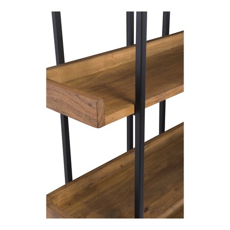 Homeroots 75" Black And Brown Metal and Wood Five Tier Bookcase 517716