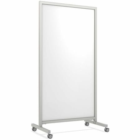 Ghent EZ Mobile Glassboard, Aluminum Frame, Non-Magnetic, 75''H x 38''W, White EZ1NA7538WH