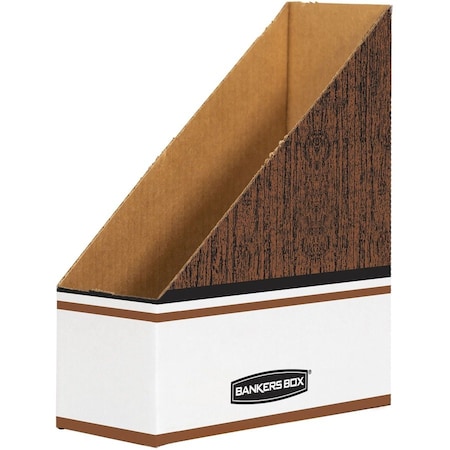 Bankers Box Corrugated Cardboard Magazine File, 4 x 9 x 11 1/2, Wood Grain, PK12 07223