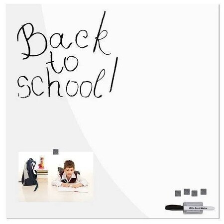 M&T Displays Frameless Tempered Glass Dry Erase Board Magnetic Board - White - 13.78x13.78 inch T00MGB0335X2000