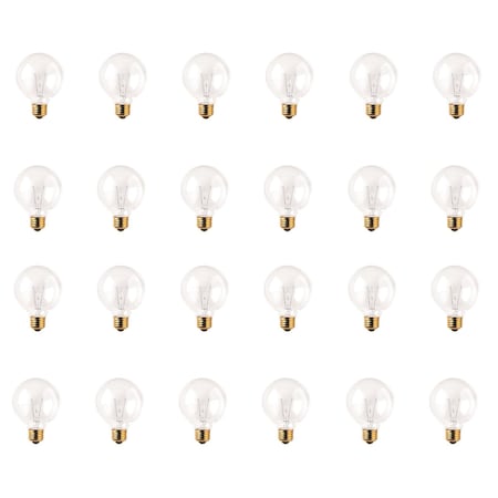 Bulbrite Incandescent Dimmable 25W Globe G25 Bulbs, Clear Glass, Medium E26 Screw Base, 2700K, 24PK 861093