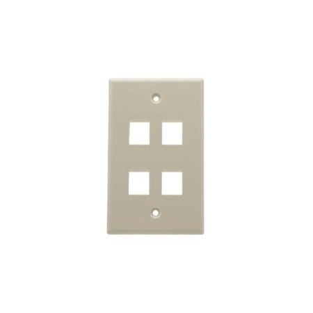 Cable Wholesale Keystone Wall Plate, Lite Almond, 4 Port, Single Gang 3012-09304