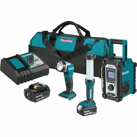 Makita LXT Cordless Emergency Preparedness 3-Pc. Combo Kit, 5.0Ah, 18V, Lithium-Ion XT338T