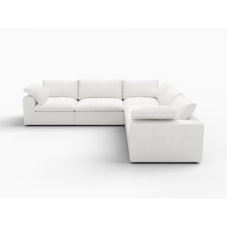 Homeroots White Linen Blend Modular L Shaped Five Piece Corner Sectional 716920