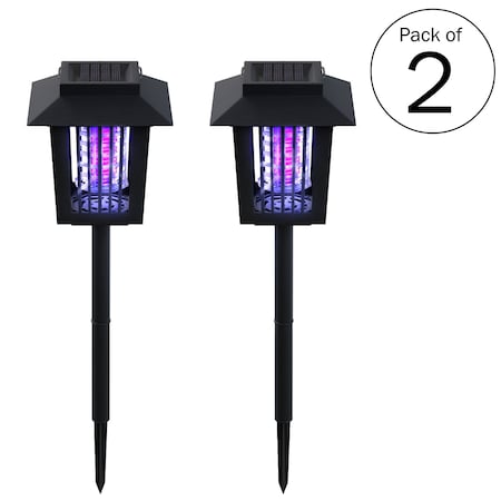 Pure Garden Solar Light and Insect Zapper, Black, 2PK 50-173-MOS2