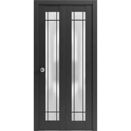 Sartodoors Sliding Closet Bi-fold Doors Planum 2112 Black Solid Core Modern Interior PLANUM2112BF-BLK-64 x 84 (2* 32x84)