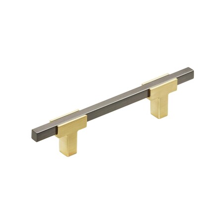 Amerock Urbanite 3-3/4 in 96 mm Center-to-Center Brushed Gold/Black Chrome Cabinet Pull BP77896BGLBCR