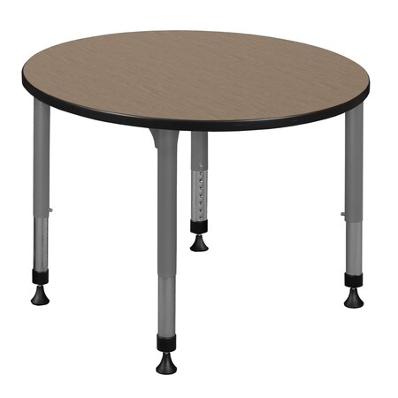 Regency Round Kee Height Adjustable Classroom Activity Table, 36 in W, 36 in L, Noble Oak TB36RNDNOAPGY