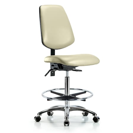 Blue Ridge Ergonomics High Bench Chair No Arms, 26" to 35-1/2" Height, Vinyl, Adobe White BR-VHBCH-MB-CR-T1-A0-CF-CC-8501