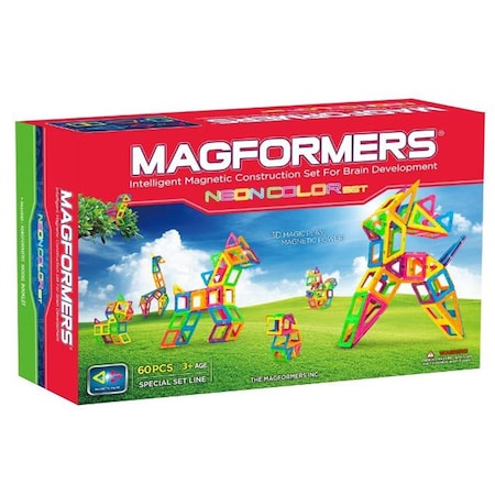 Magformers Neon Color Magnetic Construction- 60 Piece Set, 60PK 63110
