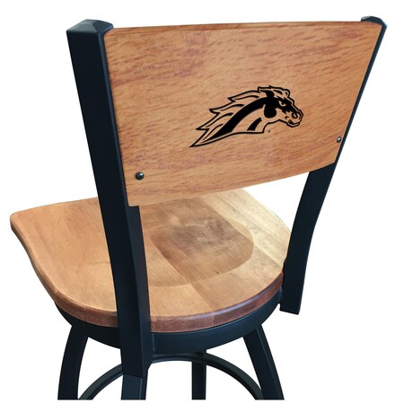 Holland Bar Stool Co 30" Blk Wrinkle Western Michigan Swivel Bar Stool, Laser Engraved Back L03830BWMedMplAWestMIMedMpl