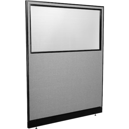 Global Industrial Interion Office Partition Panel with Partial Window and Raceway, 60-1/4"W x 100"H, Gray 695790WNGY