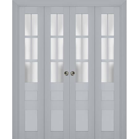 Sartodoors Sliding Closet Double Bi-fold Doors Grey Solid Core Modern Interior VEREGIO7339DBF-GRE-72 x 96 (4* 18x96)