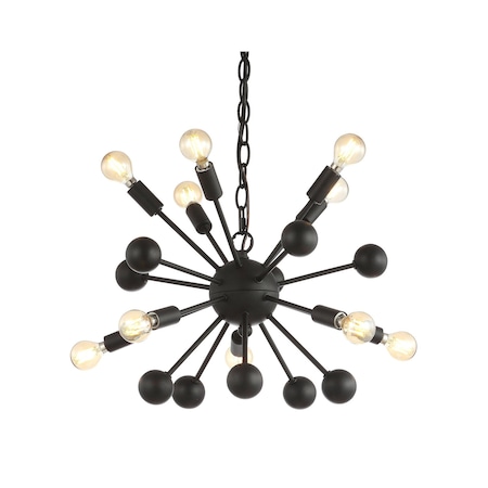 Jonathan Y Orbit 19.5" 10-Light Adjustable Iron Modern Industrial Sputnik LED Chandelier, Black JYL9061A