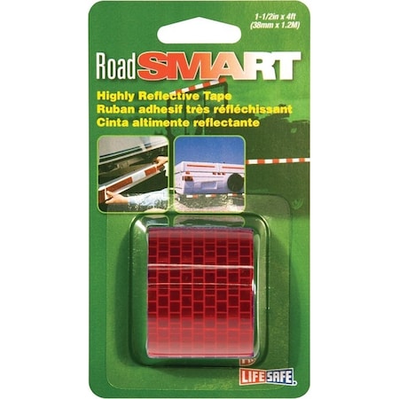 Incom Reflective Tape, 4 ft L, 1-1/2 in W, Red RE804