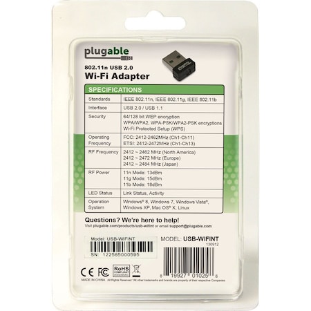 Plugable Technologies PLUGABLE USB 2.0 WIRELESS N 802.11N 150 MBPS NANO WIFI NETWORK ADAPTER REALTEK USB-WIFINT