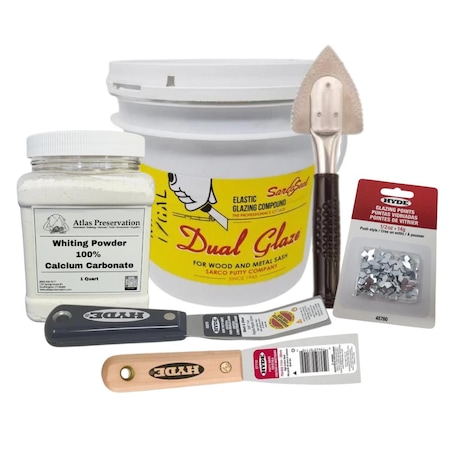 Sarco Putty Dual Glaze Window Glazing Large Set. Includes: Gallon Window Glazing Putty, Quart Whiting Powder, W SSLDG