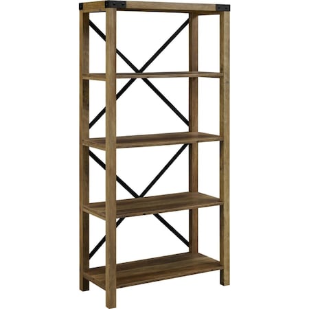 Walker Edison Furniture Walker Edison Furniture  64 in. Farmhouse Metal Bookcase, Rustic Oak BS64MXRO