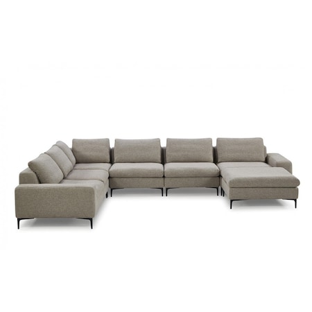 Homeroots Designer Contemporary Tan Fabric U Shaped Sectional Sofa 473571