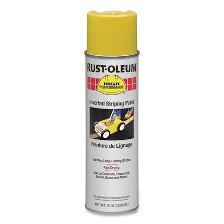 Rust-Oleum High Performance 2300 System Inverted Striping Paint, Semi-Gloss Yellow, 18 oz Aerosol Can, 6PK 2348838V