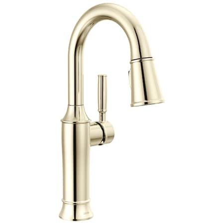 Delta Renaldi Single Handle Pull-Down Bar / Prep Faucet Lumicoat Polished Nickel 9984-PN-PR-DST