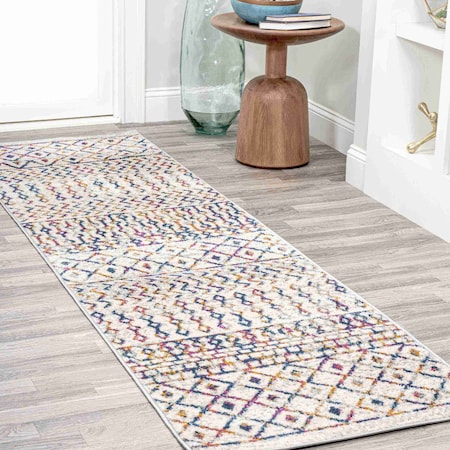 Jonathan Y Arta Moroccan Vintage Geometric Multi/Cream 2 ft. x 8 ft. Runner Rug MOH106C-28