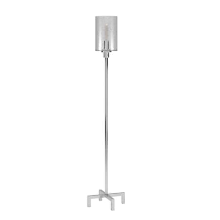 Homeroots 66" Nickel Torchiere Floor Lamp With Clear Transparent Glass Drum Shade 523529