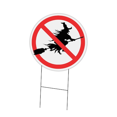 Signmission No Witch Double Sided Corrugated Plastic Circle Yard Sign C-24-CIR-DS-WS- No Witch