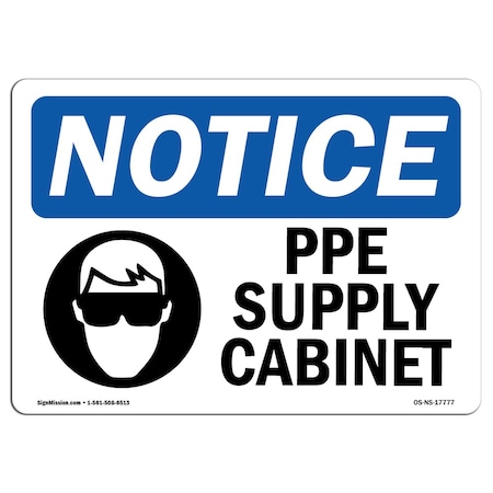 Signmission PPE Supply Cabinet With Symbol , 10 Inch X 7 Inch, Decal OS-NS-D-710-L-17777