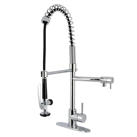 Kingston Brass Single-Handle Deck-Mount Pre-Rinse Kitchen Faucet with Pot Filler, Polished Chrome LS8501DL