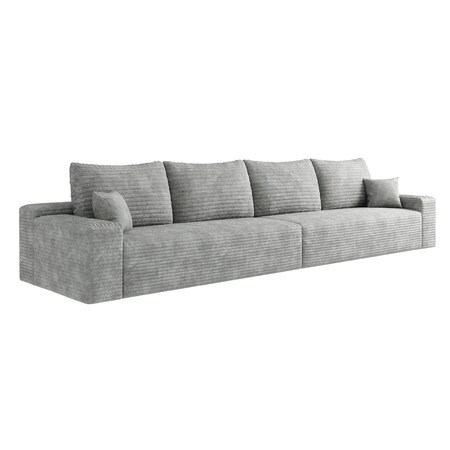 Homeroots 140" Gray Corduroy Modular Compression Foam Sofa With Toss Pillows 712977