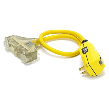 The Brush Man 24in Gfci Shock Shield, Lighted Triple Tap EXT LT-GFCI-IL