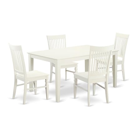 East West Furniture 5 Piece Dining Table Set, 5PK CAWE5-LWH-W