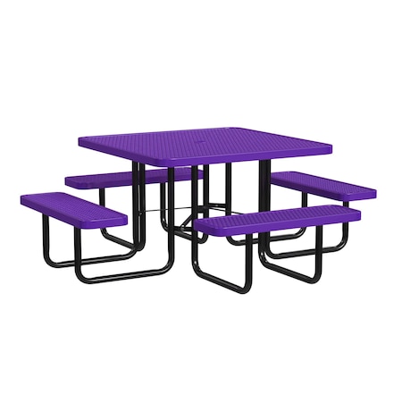 Leisure Craft Square Picnic Table, Purple, Surface Mount, 46 in T46SQIG-PURPLE