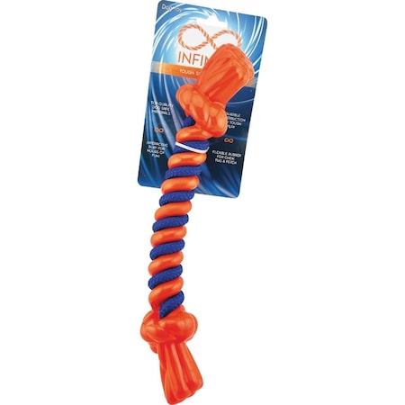 Boss Pet Infinity TPR/Rope Bone Large Orange Dog Toy ZD2068 18 69