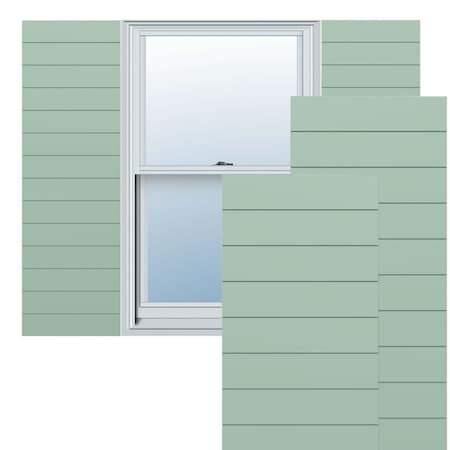 Ekena Millwork True Fit PVC Horizontal Slat Modern Style Fixed Mount Shutters, Seaglass, 18W x 75H, PR TFP001HZ18X075SG