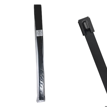 Cable Ties Unlimited Cable Tie, 60 in L, 350 lb Strength, 18.5 in Max Bundle Dia, Coated 316 Stainless Steel, Blk, 100PK SSPCoated60-HD