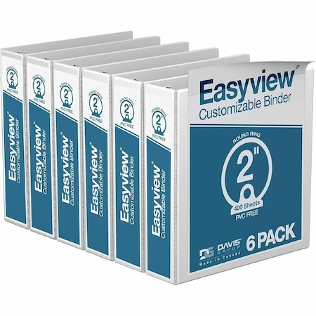 Davis Group Easyview Premium, Round Ring, Customizable, View Binder, (White, 2"), PK6 8413-00-06