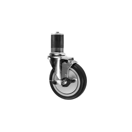 Service Caster 5'' SS Black Poly Swivel 1-5/8'' Expanding Stem Caster with Brake SCC-SSEX20S514-PPUB-BLK-TLB-158