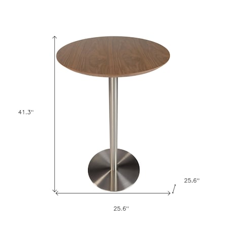 Homeroots 26" Brown and Silver Rounded Steel Bar Table 524948